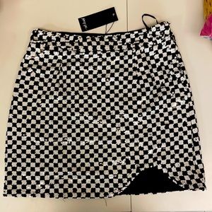 Nasty Gal Checkerboard Sequin Mini Skirt